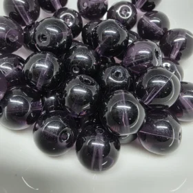 10mm Glass Beads – Clear Deep Purple