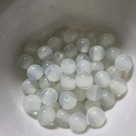 10mm Glass Beads – Clear Milky White