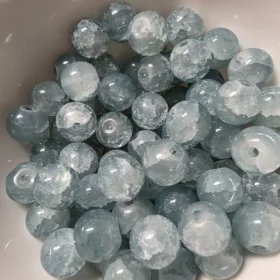 10mm Glass Beads – Crackle Blue