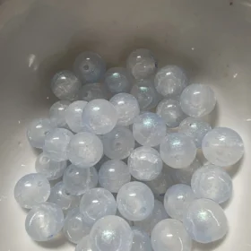 10mm Glass Beads – Crackle Blue