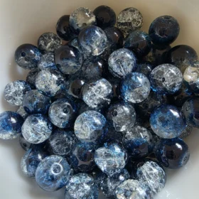 10mm Glass Beads – Crackle Dark Blue