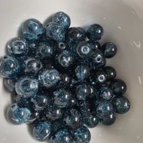 10mm Glass Beads – Crackle Dark Blue Pink
