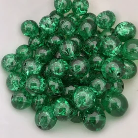 10mm Glass Beads – Crackle Dark Green