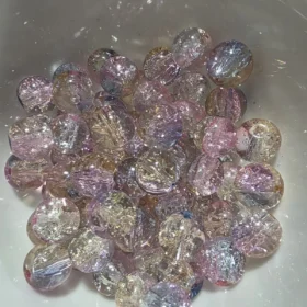 10mm Glass Beads – Multi Tone Crackle Blue Pink Yellow