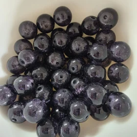 10mm Glass Beads – Crackle Dark Purple