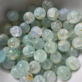 10mm Glass Beads – Crackle Green Blue
