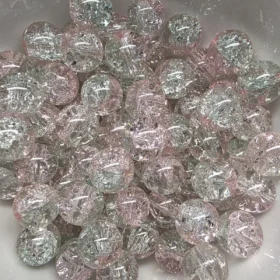 10mm Glass Beads – Multi Tone Crackle Light Green Pink