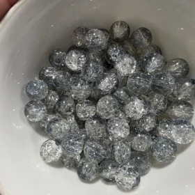 10mm Glass Beads – Crackle Grey