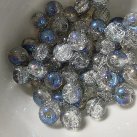 10mm Glass Beads – Crackle Grey Ab