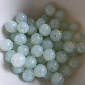 10mm Glass Beads – Crackle Milky Green