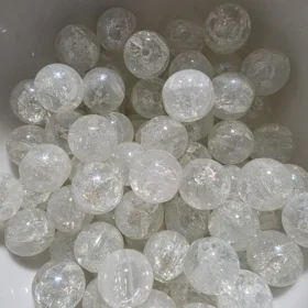 10mm Glass Beads – Crackle Milky White