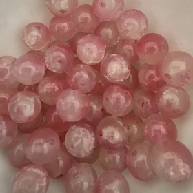 10mm Glass Beads – Crackle Pink