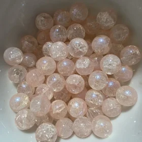10mm Glass Beads – Crackle Pink Ab