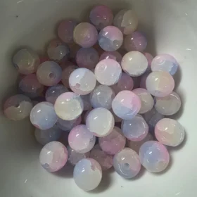 10mm Glass Beads – Crackle Pink Yellow Blue