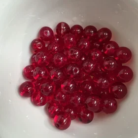 10mm Glass Beads – Clear Red