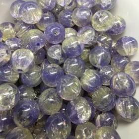 10mm Glass Beads – Crackle Purple Green