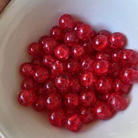 10mm Glass Beads – Crackle Red