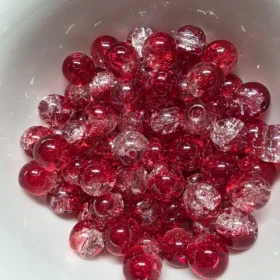 10mm Glass Beads – Crackle Red