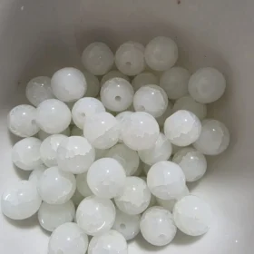 10mm Glass Beads – Crackle White