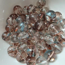 10mm Glass Beads – Multi Tone Clear Brown Blue