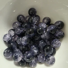 10mm Glass Beads – Crackle Black Purple