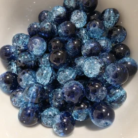 10mm Glass Beads – Multi Tone Crackle Black Blue