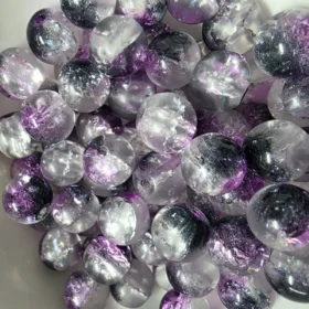 10mm Glass Beads – Multi Tone Frosted Black Purple