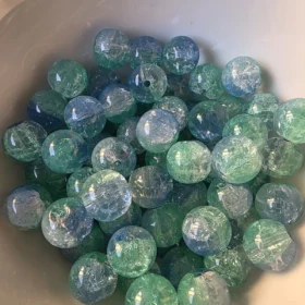 10mm Glass Beads – Multi Tone Crackle Blue Green