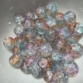 10mm Glass Beads – Multi Tone Crackle Blue Purple Orange