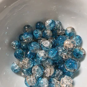 10mm Glass Beads – Multi Tone Crackle Blue Yellow