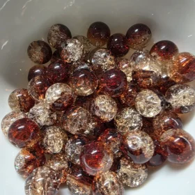 10mm Glass Beads – Multi Tone Crackle Brown