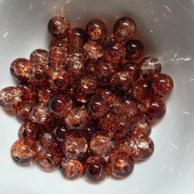 10mm Glass Beads – Multi Tone Crackle Brown