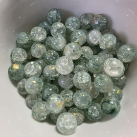 10mm Glass Beads – Multi Tone Crackle Green