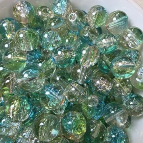 10mm Glass Beads – Multi Tone Crackle Green