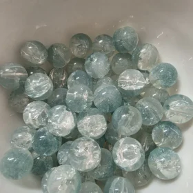 10mm Glass Beads – Multi Tone Crackle Green