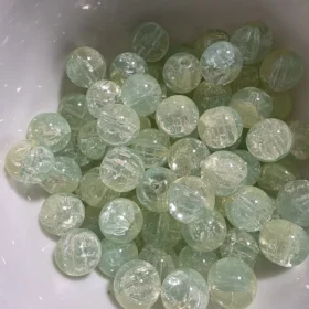 10mm Glass Beads – Multi Tone Crackle Green Yellow