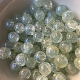 10mm Glass Beads – Multi Tone Crackle Green Yellow