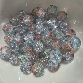 10mm Glass Beads – Multi Tone Crackle Light Blue Brown