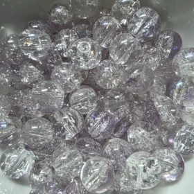 10mm Glass Beads – Multi Tone Crackle Light Purple