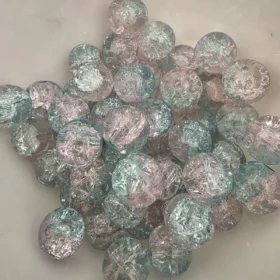 10mm Glass Beads – Multi Tone Crackle Blue Pink