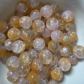 10mm Glass Beads – Multi Tone Crackle Orange
