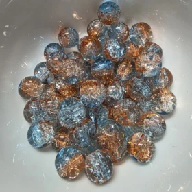 10mm Glass Beads – Multi Tone Crackle Orange Blue