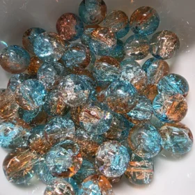 10mm Glass Beads – Multi Tone Crackle Orange Blue