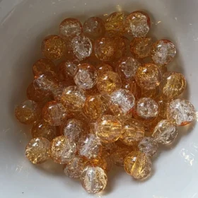 10mm Glass Beads – Multi Tone Crackle Orange White