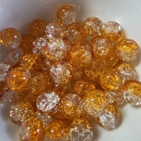 10mm Glass Beads – Multi Tone Crackle Orange White