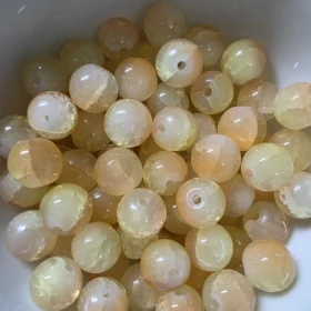 10mm Glass Beads – Multi Tone Crackle Orange Yellow