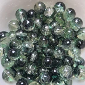 10mm Glass Beads – Crackle Dark Green