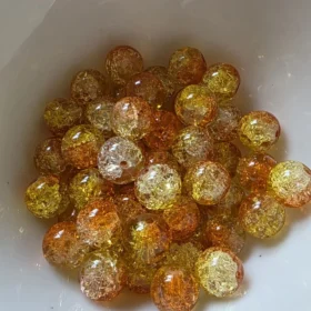 10mm Glass Beads – Multi Tone Crackle Orange Yellow