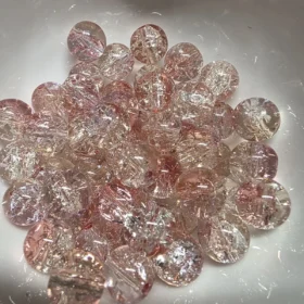 10mm Glass Beads – Multi Tone Crackle Pink Yellow