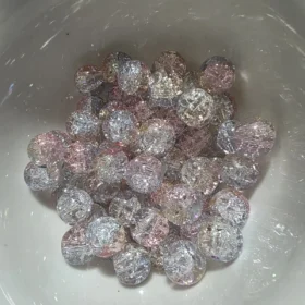 10mm Glass Beads – Multi Tone Crackle Pink Yellow